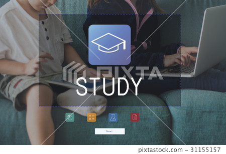 Group of students study literacy academics education mortar board graphic 31155157