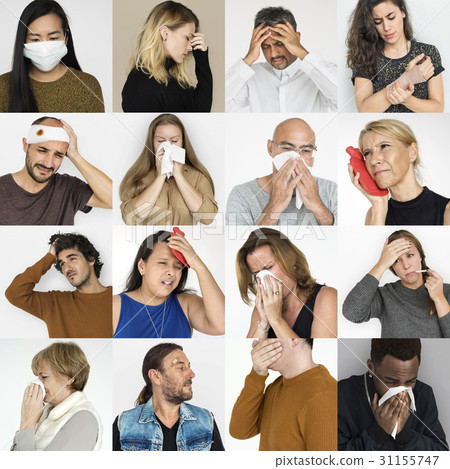 Variation people sick unwell collection collage Variation people sick unwell collection collage 31155747