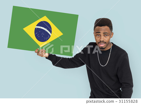 Man Hands Hold Brazil Flag Patriotism 31155828