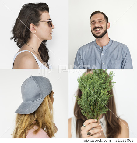Set of Diversity People Lifestyle Studio Collage 31155863