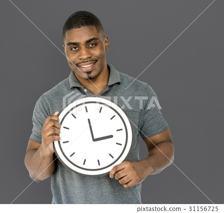 African Descent Man Holding Clock 31156725