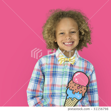 Little Boy Smiling Happiness Paper Craft Arts Ice Cream Studio Portrait Little Boy Smiling Happiness Paper Craft Arts Ice Cream Studio Portrait 31156798