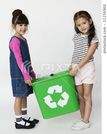 Group of children with a recycling symbol. Group of children with a recycling symbol. 31156968
