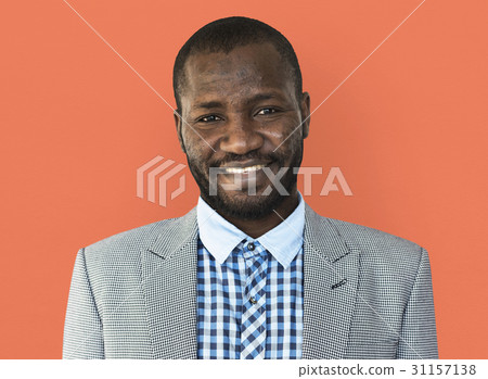 African man mustache smiling studio portrait 31157138