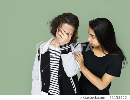 Friends crying sadness and soothe together 31158222