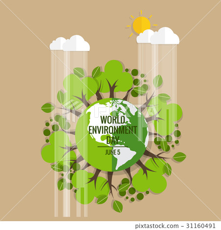 World environment day concept. Green Eco Earth. Vector illustration World environment day concept. Green Eco Earth. Vector illustration 31160491
