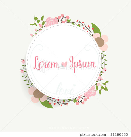 Wedding invitation card design with cute flower templates. Vector illustration 31160960
