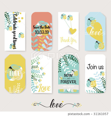 Wedding invitation card design with cute flower templates. Vector illustration 31161057