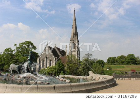 The fountain of Gefion and the church Copenhagen Denmark 31167299