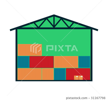 Delivery icon with warehouse building 31167798