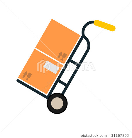 Delivery icon with сardboard box on truck 31167893