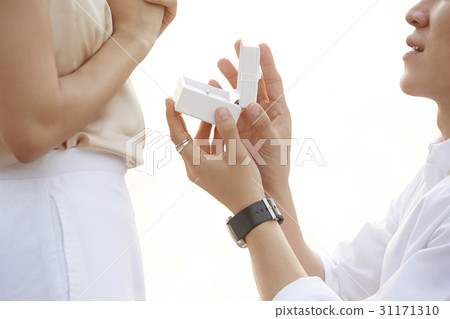 a man is asking his girlfriend to marry him. 31171310