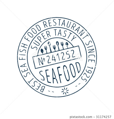 Seafood round stamp vector icon 31174257