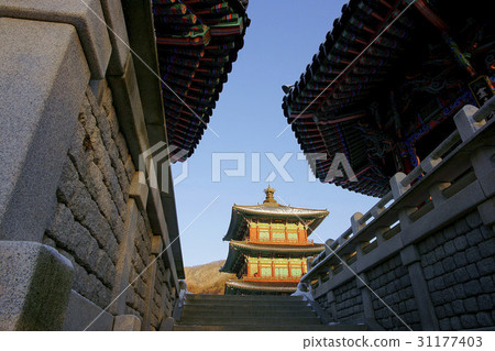 Three-story wooden pagoda of Bo-Tak-sa, Bo-tak-sa temple, Jincheon-gun, Chungbuk Three-story wooden pagoda of Bo-Tak-sa, Bo-tak-sa temple, Jincheon-gun, Chungbuk 31177403