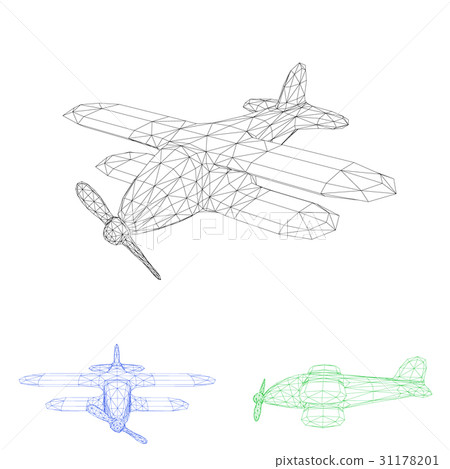 Polygonal retro plane set.Vector outline Polygonal retro plane set.Vector outline 31178201