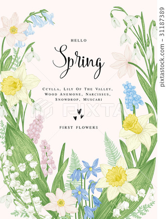 Card with spring flowers. 31187389