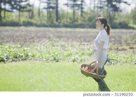 A woman enjoying a family garden 31190250