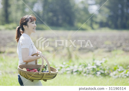 A woman enjoying a family garden 31190314