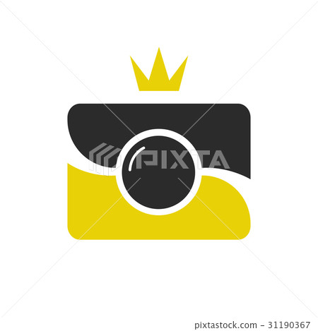 Royal shot icon, logotype. Camera wint crown. 31190367