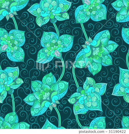 Vector seamless pattern with mint green ornament - Stock Illustration ...