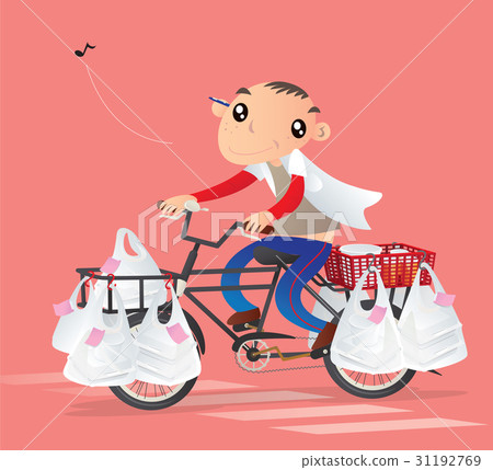 Local restaurant bicycle deliveryman in Hong Kong Local restaurant bicycle deliveryman in Hong Kong 31192769