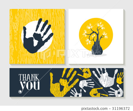 Thank you hand print card set for community help Thank you hand print card set for community help 31196372