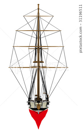 Front view of a gaff schooner isolated on white Front view of a gaff schooner isolated on white 31196511