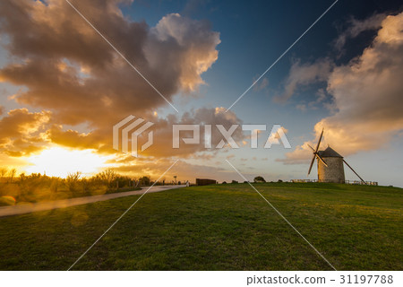 Taditional ancient windmill in France. 31197788