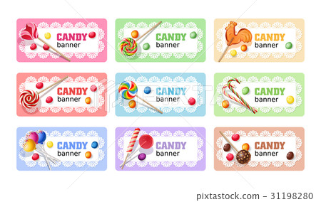 Set of sweet lollipop vector banners. 31198280
