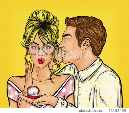 Pop art man makes a marriage proposal 31198469