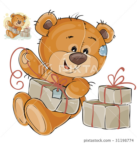 Vector illustration of a brown teddy bear tie a 31198774