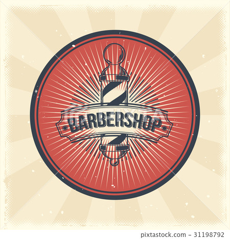 Vector vintage badge, sticker, sign with barber 31198792