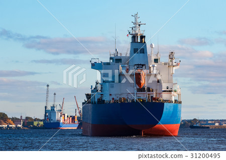 Blue cargo ship Blue cargo ship 31200495