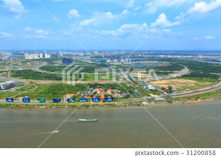 The Saigon River seen from the Saigon Sky Deck and the second section under development Vietnam 31200858