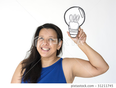 Woman Smiling Happiness Paper Craft Arts Light Bulb Ideas Studio Portrait 31211745