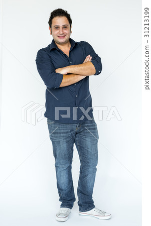 Adult Man Smiling Face Expression Studio Portrait 31213199
