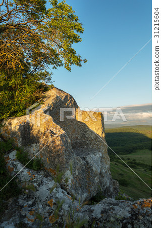 Stone throne on the top of the Cave city Bakla in 31215604