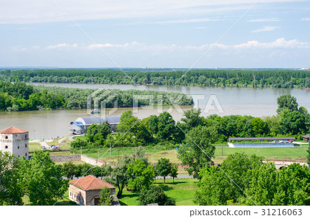 View of confluence of Danube and Sava river View of confluence of Danube and Sava river 31216063