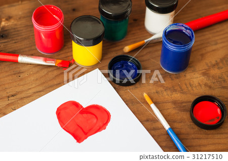 watercolors and brushes on wooden background watercolors and brushes on wooden background 31217510