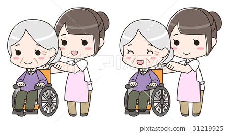 年長年長輪椅照料者護士微笑的例證 年長年長輪椅照料者護士微笑的例證 31219925