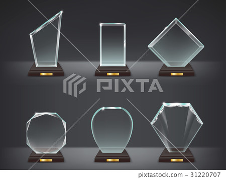 Collection illustration of modern glass trophies 31220707