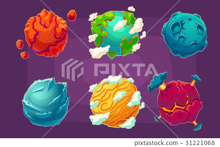 Set of cartoon illustrations fantasy alien planets 31221068