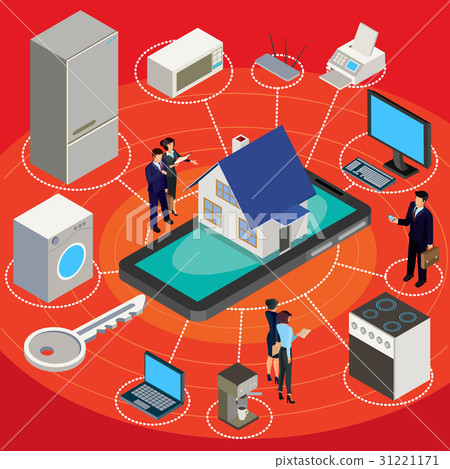 isometric abstract illustration smart home - Stock Illustration ...