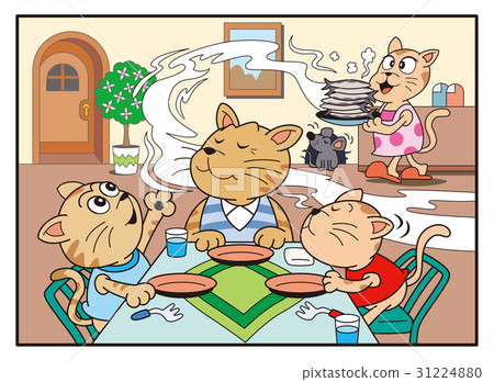 Cat character, dining table of cats, autumn sweet smoke 31224880