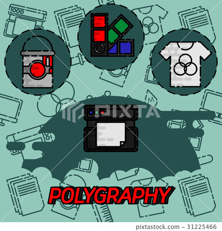 Polygraphy flat concept icons 31225466