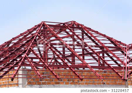 structural steel beam on roof of building structural steel beam on roof of building 31228457