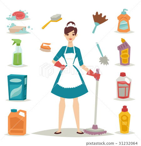 Housewife girl homemaker cleaning pretty girl wash 31232064
