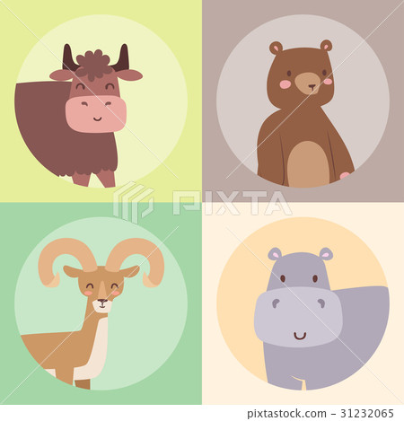 Cute zoo cartoon animals isolated funny wildlife 31232065