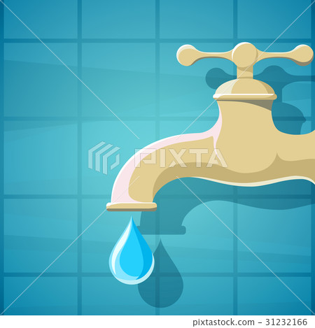 Water faucet with a drop of clean water. 31232166