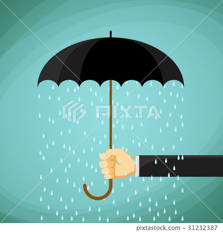 Man holds in his hand an umbrella. 31232387